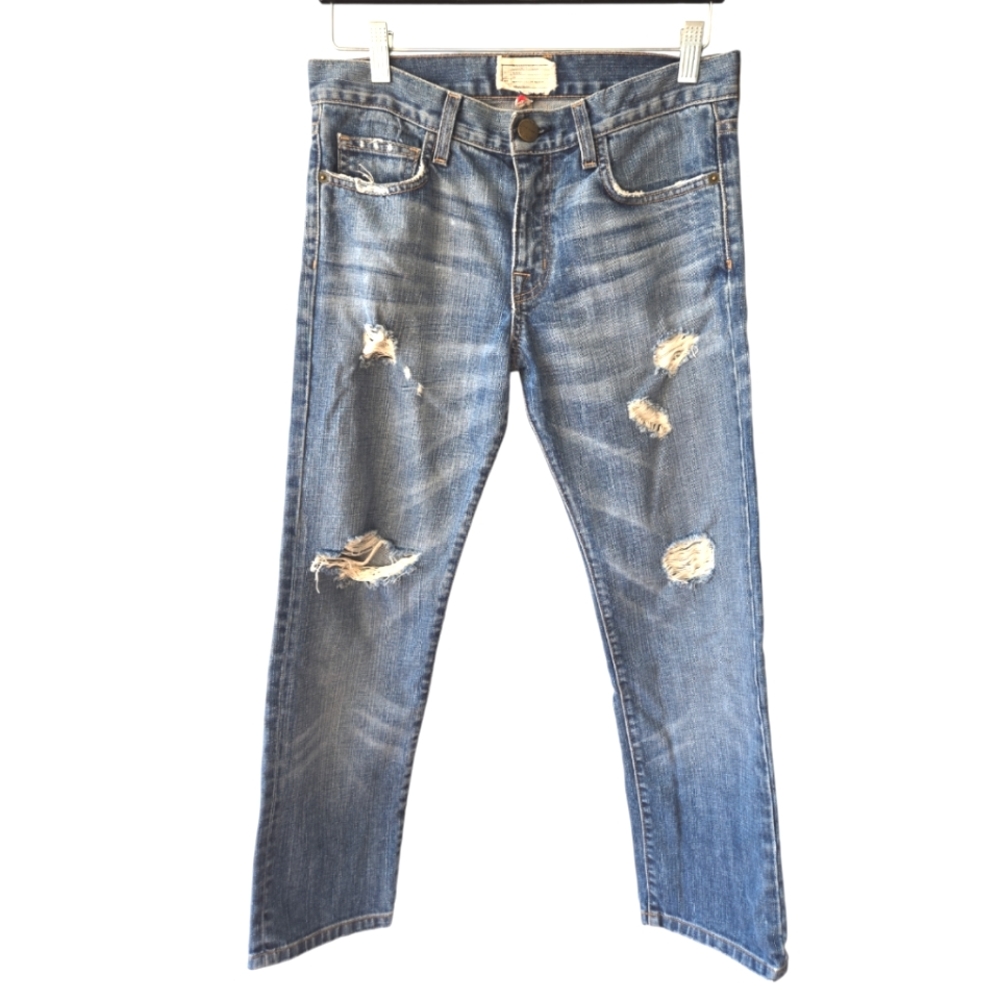 Current Elliot The Boyfriend Lightwash Distressed Jeans Women's Sz 24